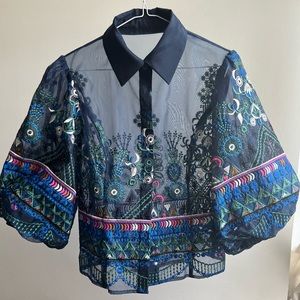 Beautiful Embroidered Blouse from Parson’s School of Design’s Showcase Size S